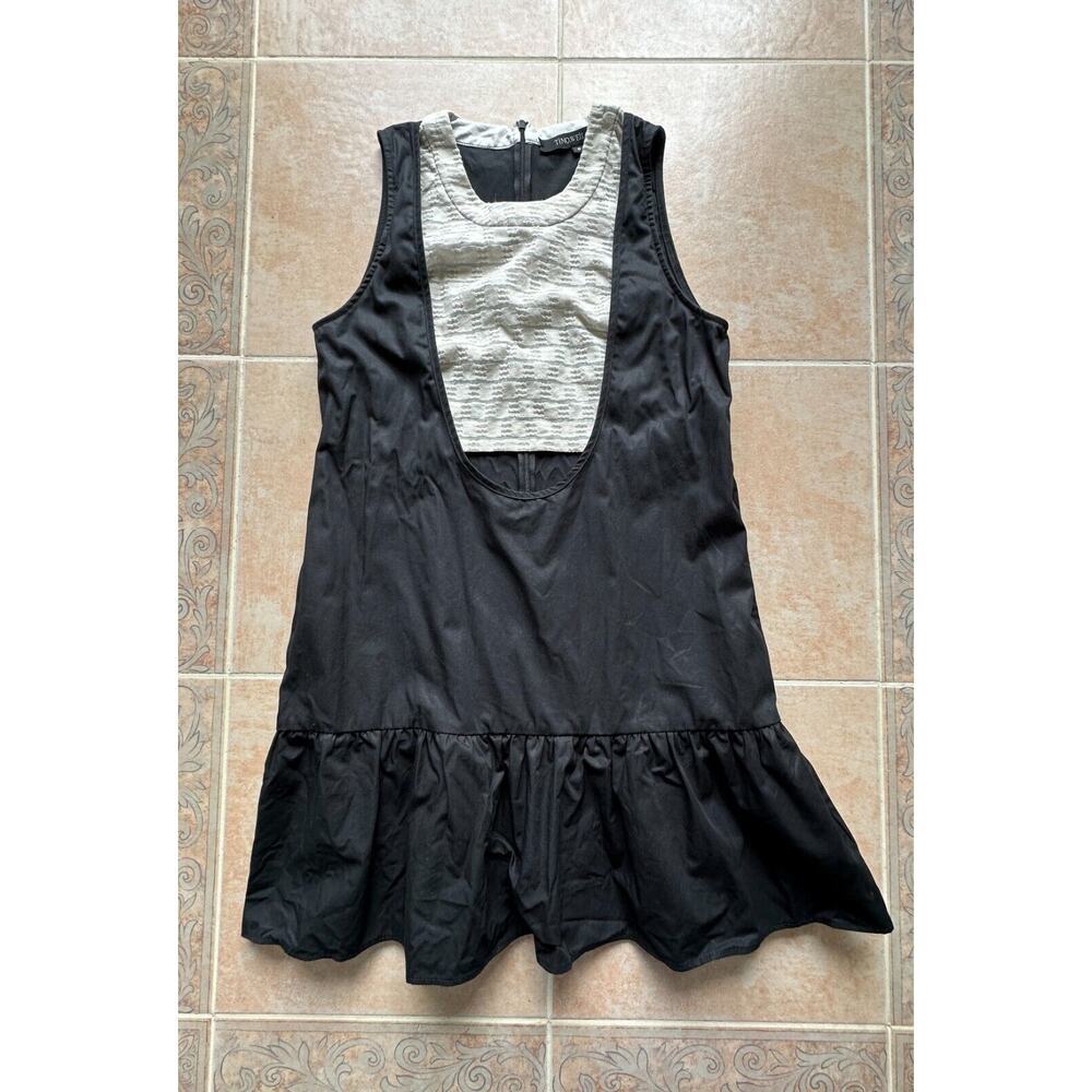 Timo Weiland Black Jumper Dress front Ivory Mesh Panel Size 6